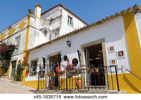 Picture - Souvenir shop near Largo de Sao Pedro, Castelo de Obidos, Obidos Castle, Obidos, Leiria District, Pinhal Litoral, Portugal.. Fotosearch