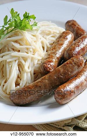 spaghetti with Italian sausages View Large Photo Image Stock Image - spaghetti with Italian sausages. Fotosearch