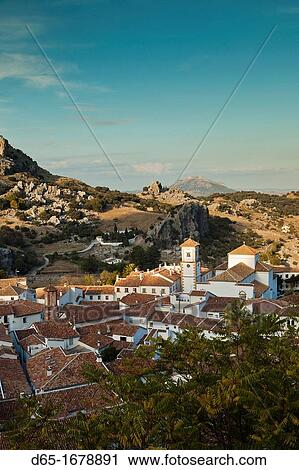Spain, Andalucia Region, Cadiz Province, Grazalema, elevated view of an Andalucian white village, late afternoon View Large Photo Image Stock Image - Spain, Andalucia Region, Cadiz Province, Grazalema, elevated view of an Andalucian white village, late afternoon. Fotosearch