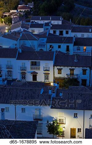 Spain, Andalucia Region, Cadiz Province, Zahara de la Sierra, elevated view, dawn View Large Photo Image Stock Photography - Spain, Andalucia Region, Cadiz Province, Zahara de la Sierra, elevated view, dawn. Fotosearch