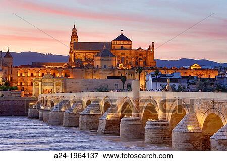 Spain, Andalucia Region, Cordoba Province, Cordoba City, (W. H. ) The Roman Bridge and Cordoba Mosque, Guadalquivir River. View Large Photo Image Stock Photo - Spain, Andalucia Region, Cordoba Province, Cordoba City, (W. H. ) The Roman Bridge and Cordoba Mosque, Guadalquivir River.. Fotosearch