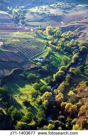 Spain, Andalusia, Ronda, landscape, aerial view, View Large Photo Image Stock Photo - Spain, Andalusia, Ronda, landscape, aerial view,. Fotosearch
