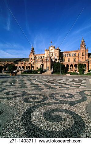 Stock Image - Spain, Andalusia, Sevilla, Plaza de Espana,. Fotosearch