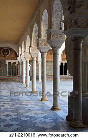 Spain, Andalusia, Seville, Casa de Pilatos, patio, columns,. View Large Photo Image Stock Photograph - Spain, Andalusia, Seville, Casa de Pilatos, patio, columns,.. Fotosearch
