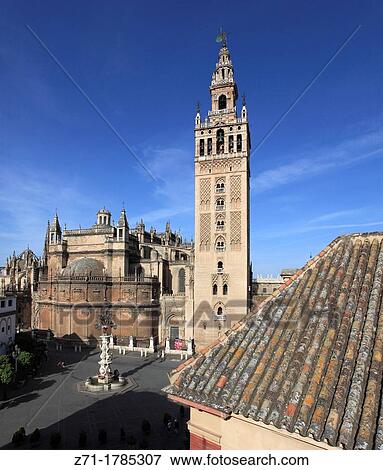 Spain, Andalusia, Seville, Cathedral, Giralda, View Large Photo Image Stock Photo - Spain, Andalusia, Seville, Cathedral, Giralda,. Fotosearch