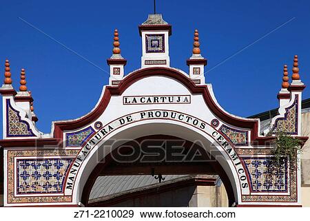 Spain, Andalusia, Seville, La Cartuja, gate,. View Large Photo Image Stock Photo - Spain, Andalusia, Seville, La Cartuja, gate,.. Fotosearch