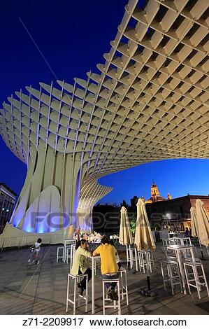 Spain, Andalusia, Seville, Metropol Parasol, wooden structure, Jfrgen Mayer-Hermann architect,. View Large Photo Image Stock Photo - Spain, Andalusia, Seville, Metropol Parasol, wooden structure, Jfrgen Mayer-Hermann architect,.. Fotosearch