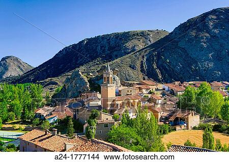 Spain Aragon, Teruel Province Maestrazgo Region Miravete de la Sierra Village View Large Photo Image Picture - Spain Aragon, Teruel Province Maestrazgo Region Miravete de la Sierra Village. Fotosearch