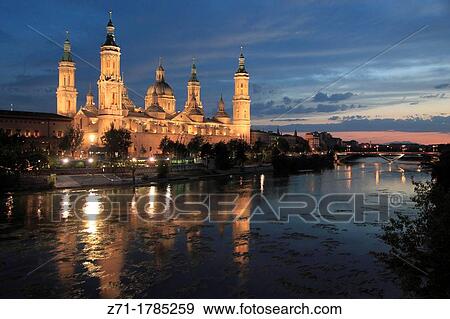 Spain, Aragon, Zaragoza, Basilica de Nuestra Senora del Pilar, Ebro River, View Large Photo Image Stock Photo - Spain, Aragon, Zaragoza, Basilica de Nuestra Senora del Pilar, Ebro River,. Fotosearch
