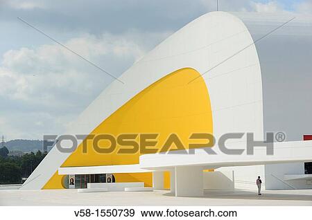 Spain, Asturias, Aviles, International Cultural Centre Oscar Niemeyer. View Large Photo Image Stock Photo - Spain, Asturias, Aviles, International Cultural Centre Oscar Niemeyer.. Fotosearch