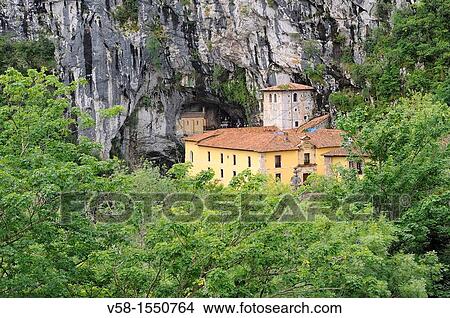 Spain, Asturias, Picos de Europa National Park, Covadonga, Shrine of the virgin Mary View Large Photo Image Picture - Spain, Asturias, Picos de Europa National Park, Covadonga, Shrine of the virgin Mary. Fotosearch