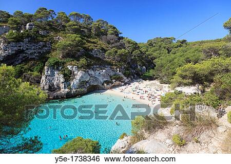 Spain, Balearic Islands, Cala Macarelleta Beach View Large Photo Image Stock Photograph - Spain, Balearic Islands, Cala Macarelleta Beach. Fotosearch