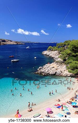 Spain, Balearic Islands, Ibiza, Cala Salada Beach View Large Photo Image Stock Image - Spain, Balearic Islands, Ibiza, Cala Salada Beach. Fotosearch