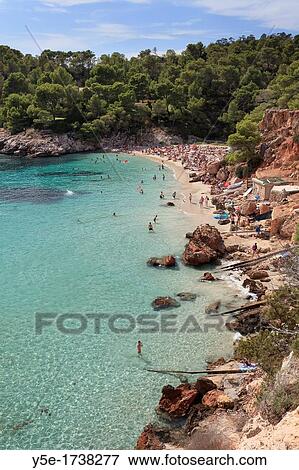 Stock Photo - Spain, Balearic Islands, Ibiza, Cala Salada Beach. Fotosearch