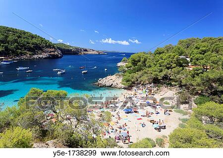 Spain, Balearic Islands, Ibiza, Cala Salada Beach View Large Photo Image Stock Photo - Spain, Balearic Islands, Ibiza, Cala Salada Beach. Fotosearch