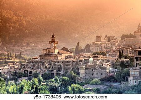 Spain, Balearic Islands, Mallorca, Valldemossa Mountain Village View Large Photo Image Stock Photograph - Spain, Balearic Islands, Mallorca, Valldemossa Mountain Village. Fotosearch