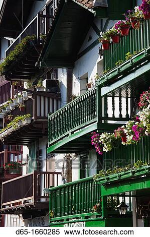 Spain, Basque Country Region, Guipuzcoa Province, Hondarribia, La Marina, old fishermen's quarter, building detail View Large Photo Image Stock Photography - Spain, Basque Country Region, Guipuzcoa Province, Hondarribia, La Marina, old fishermen's quarter, building detail. Fotosearch