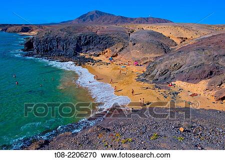 Stock Image - spain, canary islands, lanzarote: pozo beach.. Fotosearch