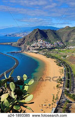 Spain, Canary Islands, Tenerife Island, San Andres City, Las Teresitas Beach View Large Photo Image Stock Photography - Spain, Canary Islands, Tenerife Island, San Andres City, Las Teresitas Beach. Fotosearch