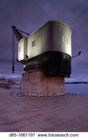 Spain, Cantabria Region, Cantabria Province, Santander, Grua de Piedra, old crane on waterfront View Large Photo Image Stock Photo - Spain, Cantabria Region, Cantabria Province, Santander, Grua de Piedra, old crane on waterfront. Fotosearch