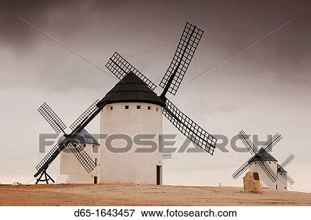 Spain, Castile-La Mancha Region, Ciudad Real Province, La Mancha Area, Campo de Criptana, antique La Mancha windmills View Large Photo Image Stock Photo - Spain, Castile-La Mancha Region, Ciudad Real Province, La Mancha Area, Campo de Criptana, antique La Mancha windmills. Fotosearch