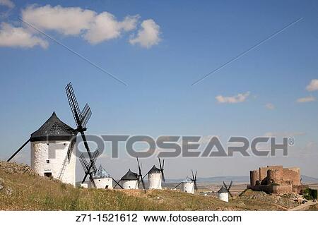 Spain, Castilla La Mancha, Consuegra, windmills, Toledo. View Large Photo Image Stock Image - Spain, Castilla La Mancha, Consuegra, windmills, Toledo.. Fotosearch