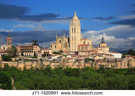 Spain, Castilla Leon, Segovia, skyline, cathedral. View Large Photo Image Stock Image - Spain, Castilla Leon, Segovia, skyline, cathedral.. Fotosearch