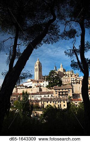 Spain, Castilla y Leon Region, Segovia Province, Segovia, town view with Segovia Cathedral View Large Photo Image Stock Photo - Spain, Castilla y Leon Region, Segovia Province, Segovia, town view with Segovia Cathedral. Fotosearch