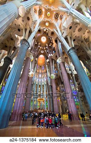 Spain, Catalonia, Barcelona City, Sagrada Familia Temple inside. View Large Photo Image Picture - Spain, Catalonia, Barcelona City, Sagrada Familia Temple inside.. Fotosearch