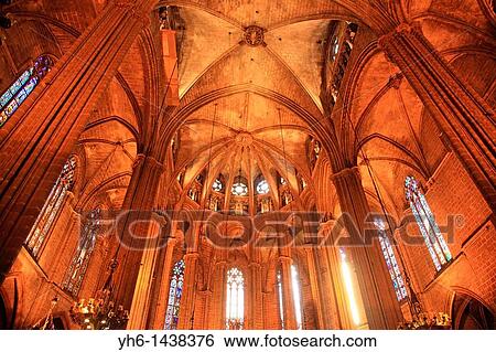 Spain, Catalonia, Barcelona, Ciutat Vella, Cathedral, interior View Large Photo Image Stock Photograph - Spain, Catalonia, Barcelona, Ciutat Vella, Cathedral, interior. Fotosearch