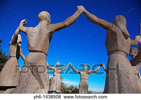 Stock Photo - Spain, Catalonia, Barcelona, statue of Sardana Dancers. Fotosearch