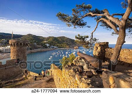 Spain, Catalonia, Costa Brava Coast, Tossa de Mar City, Tossa castle View Large Photo Image Picture - Spain, Catalonia, Costa Brava Coast, Tossa de Mar City, Tossa castle. Fotosearch