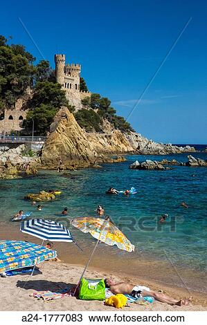 Spain, Catalonia, Costa Brava Coast, Lloret de Mar City, Beach View Large Photo Image Stock Image - Spain, Catalonia, Costa Brava Coast, Lloret de Mar City, Beach. Fotosearch