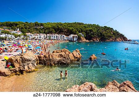 Stock Photo - Spain, Catalonia, Costa Brava Coast, Tamariu Village. Fotosearch