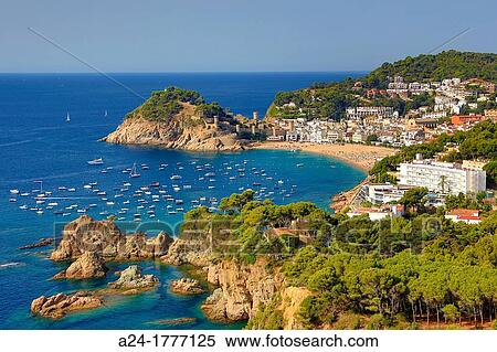 Spain, Catalonia, Costa Brava Coast, Tossa de Mar City View Large Photo Image Stock Photography - Spain, Catalonia, Costa Brava Coast, Tossa de Mar City. Fotosearch