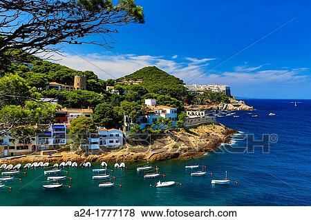Spain, Catalonia, Girona Province, Costa Brava Coast, Begur City, Sa Tuna Beach View Large Photo Image Stock Photo - Spain, Catalonia, Girona Province, Costa Brava Coast, Begur City, Sa Tuna Beach. Fotosearch