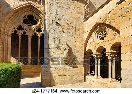 Spain, Catalonia, Royal Monastery of Vallbona, The Cloister View Large Photo Image Picture - Spain, Catalonia, Royal Monastery of Vallbona, The Cloister. Fotosearch