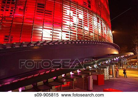Spain, Cataluna, Barcelona, El Clot, the entrance to the multicoloured Torre Agbar by the architect Jean Nouvel View Large Photo Image Stock Photography - Spain, Cataluna, Barcelona, El Clot, the entrance to the multicoloured Torre Agbar by the architect Jean Nouvel. Fotosearch