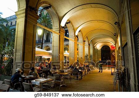 Spain, Catalunia Catalunya, Barcelona, Placa Reial View Large Photo Image Stock Photo - Spain, Catalunia Catalunya, Barcelona, Placa Reial. Fotosearch