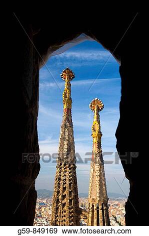 Spain, Catalunia Catalunya, Barcelona, Temple Expiatori de la Sagrada Familia View Large Photo Image Stock Photo - Spain, Catalunia Catalunya, Barcelona, Temple Expiatori de la Sagrada Familia. Fotosearch
