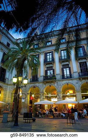 Spain, Catalunia Catalunya, Barcelona, Placa Reial View Large Photo Image Stock Photography - Spain, Catalunia Catalunya, Barcelona, Placa Reial. Fotosearch