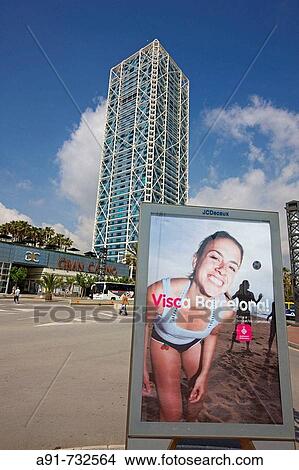 Spain, Catalunya, Barcelona, Hotel Arts tower, billboard View Large Photo Image Picture - Spain, Catalunya, Barcelona, Hotel Arts tower, billboard. Fotosearch