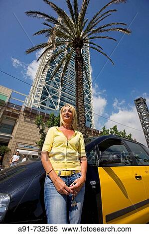 Spain, Catalunya, Barcelona, Hotel Arts tower, Taxi driver View Large Photo Image Stock Photography - Spain, Catalunya, Barcelona, Hotel Arts tower, Taxi driver. Fotosearch