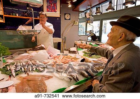 Spain, Catalunya, Barcelona, Santa Caterina market, fish View Large Photo Image Stock Image - Spain, Catalunya, Barcelona, Santa Caterina market, fish. Fotosearch