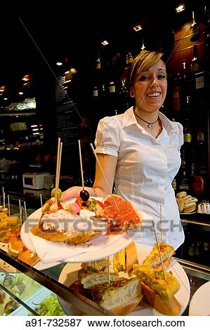Spain, Catalunya, Barcelona,? tapas? restaurant View Large Photo Image Stock Photo - Spain, Catalunya, Barcelona,? tapas? restaurant. Fotosearch
