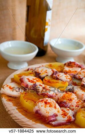Spain, Galicia, Pulpo a feira and Ribeiro wine View Large Photo Image Stock Photography - Spain, Galicia, Pulpo a feira and Ribeiro wine. Fotosearch