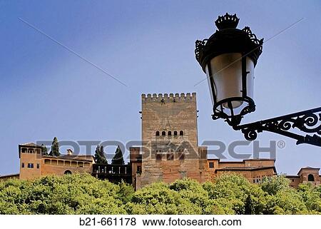 Spain. Granada. View to the Alhambra Palace View Large Photo Image Stock Photo - Spain. Granada. View to the Alhambra Palace. Fotosearch