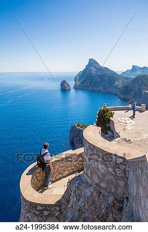 Spain, Mallorca Island, Formentor coast from Sa Creueta lookout, Colomer rock. View Large Photo Image Picture - Spain, Mallorca Island, Formentor coast from Sa Creueta lookout, Colomer rock.. Fotosearch