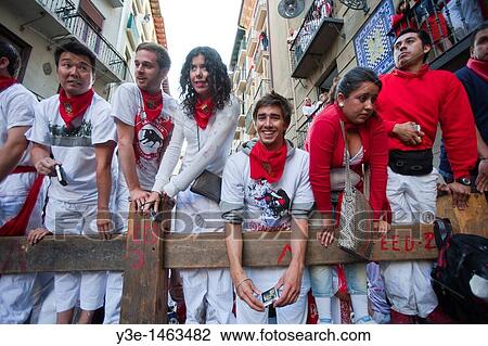 Spain Navarra Pamplona San Fermin Fiesta Waiting for Encierro View Large Photo Image Stock Image - Spain Navarra Pamplona San Fermin Fiesta Waiting for Encierro. Fotosearch
