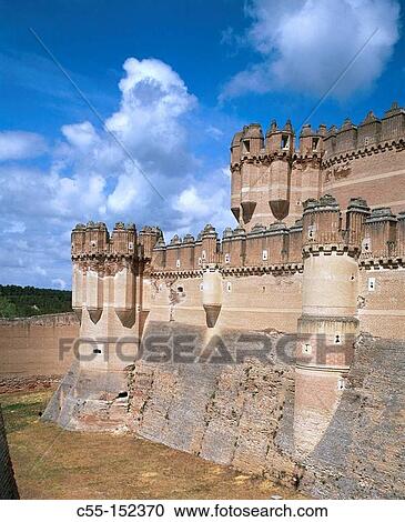 Stock Image - Spain. Segovia province. Coca castle. (15th century). Fotosearch
